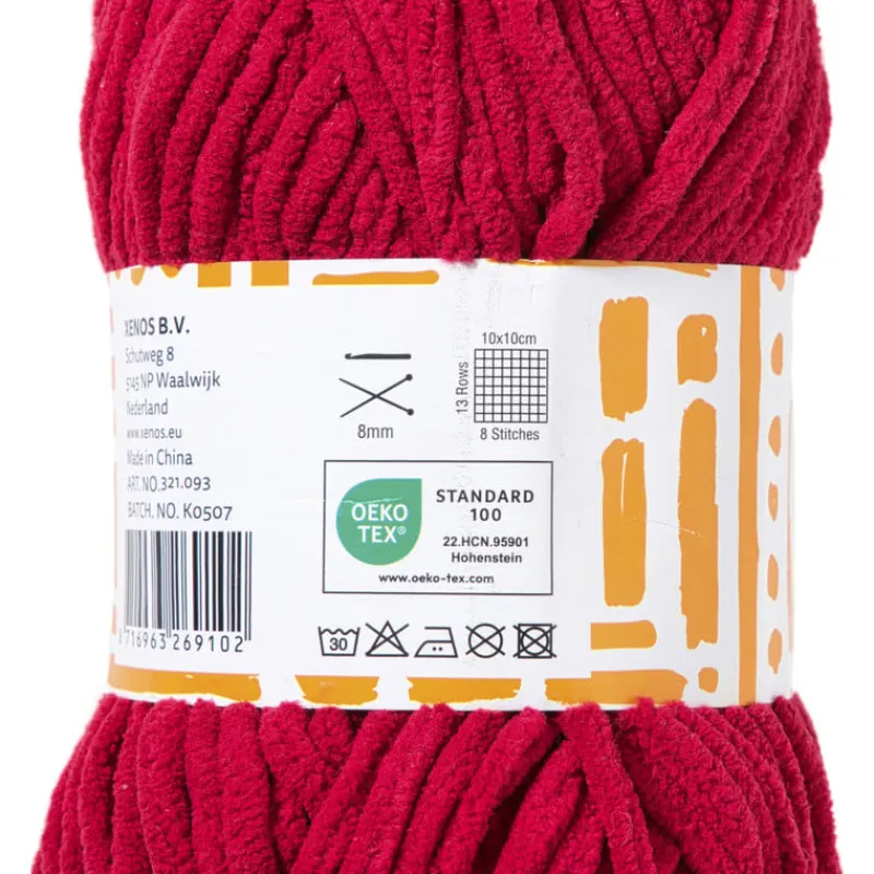Xenos Garen-Garen chenille - rood - 100 gram - 60 meter