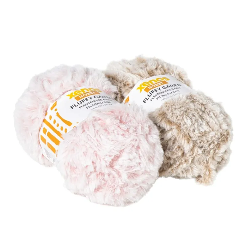 Xenos Garen-Garen fluffy - beige/bruin - 100 gram - 60 meter