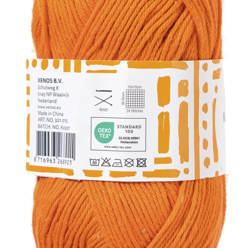 Xenos Garen-Garen katoen - oranje - 50 gram - 125 meter