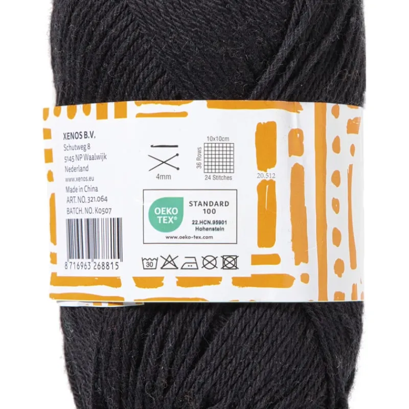 Xenos Garen-Garen katoen - zwart - 50 gram - 125 meter