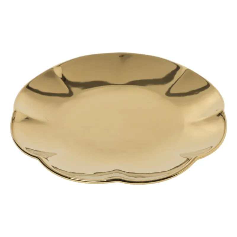 Xenos Borden-Gebaksbordje goud - keramiek - ø15.5x2 cm