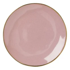 Xenos Borden-Gebaksbordje met gouden rand - roze - ø15 cm