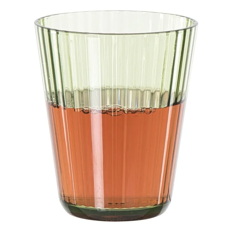 Xenos Waterglazen-Glas streep - groen - 300 ml