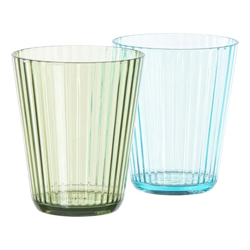 Xenos Waterglazen-Glas streep - groen - 300 ml
