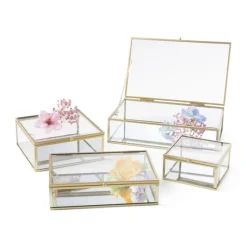Xenos Sieraden Opbergen|Kerstcadeaus-Gouden box groot - vierkant - 14x14x6 cm