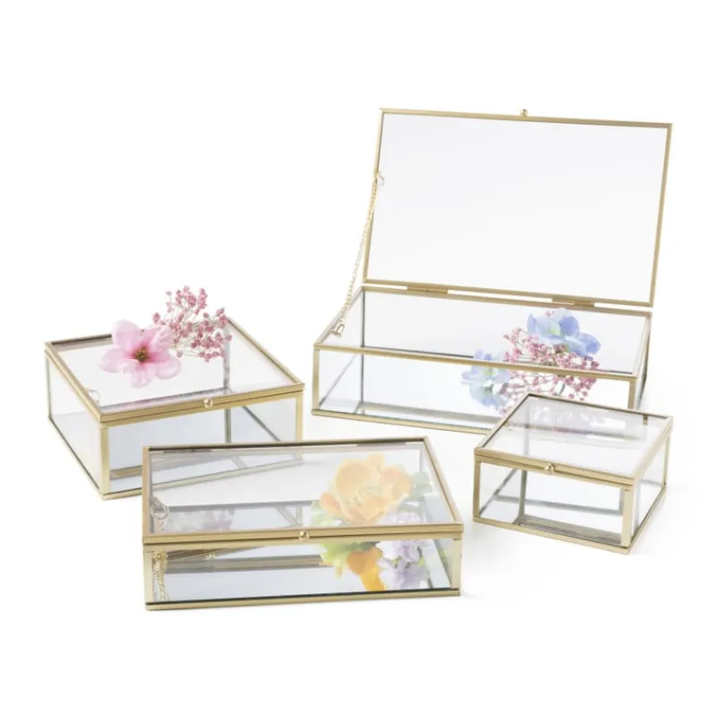 Xenos Sieraden Opbergen-Gouden box klein - vierkant - 10x10x5 cm