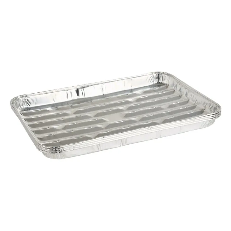 Xenos Wegwerpservies|Barbecue-Grillschalen zilver - set van 4 - 34x23x4 cm