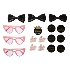 Xenos Bruiloft-Groom to be button - zwart/goudkleurig - set van 6