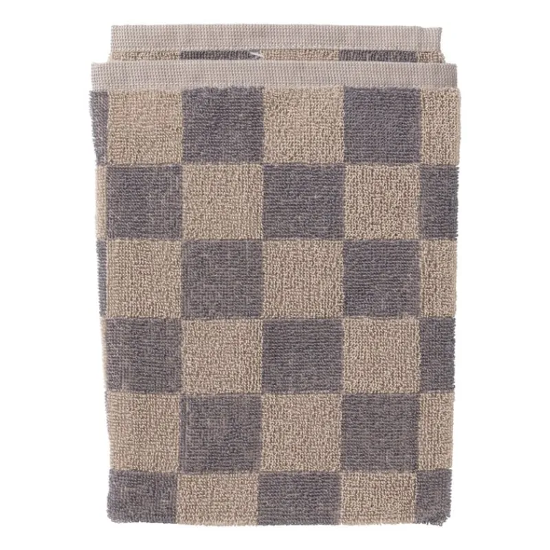 Xenos Thee- En Keukendoeken-Handdoek blokjes - antraciet/taupe - 50x50 cm
