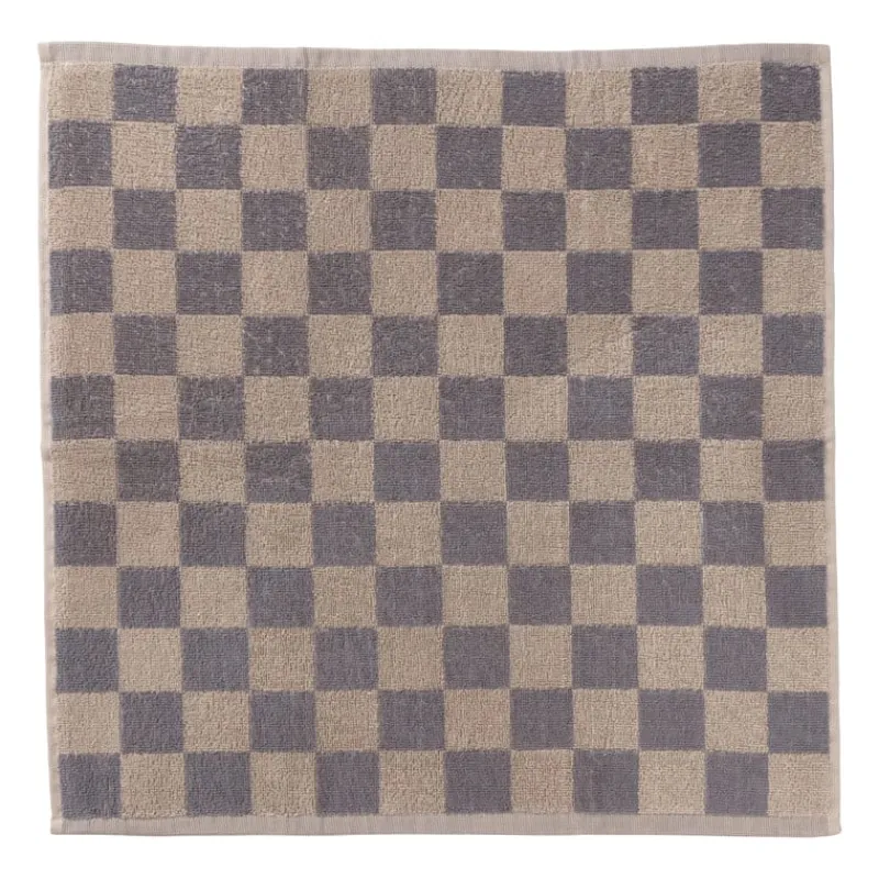 Xenos Thee- En Keukendoeken-Handdoek blokjes - antraciet/taupe - 50x50 cm
