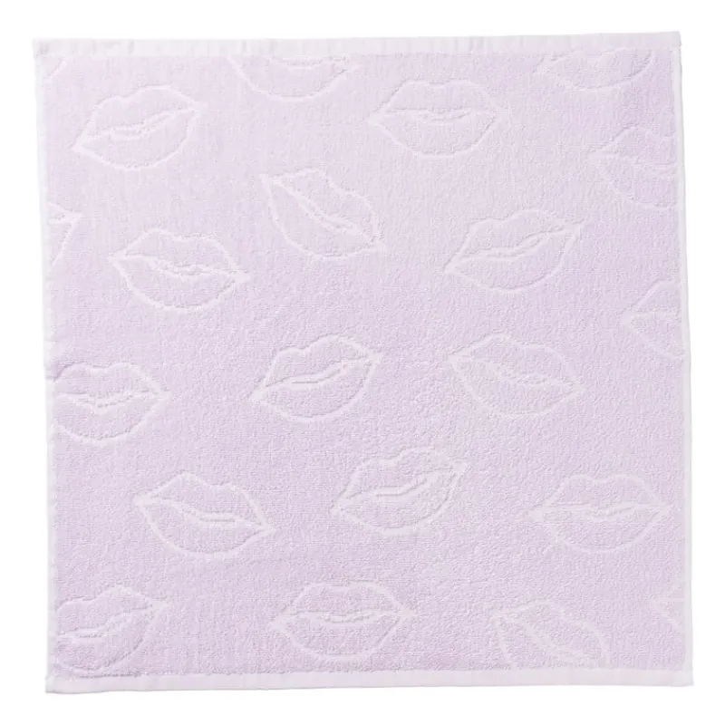 Xenos Thee- En Keukendoeken-Handdoek lippen - lila/wit - 50x50 cm