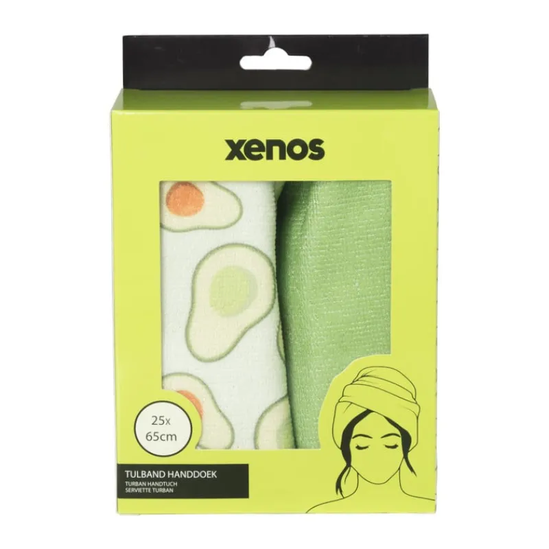Xenos Reishanddoeken|Badkamer Accessoires-Handdoek tulband - avocado - set van 2