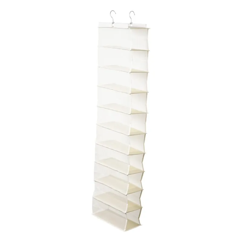 Xenos Schoenenrek|Opbergsystemen-Hang organiser met 10 vakken - wit - 125x15x30 cm