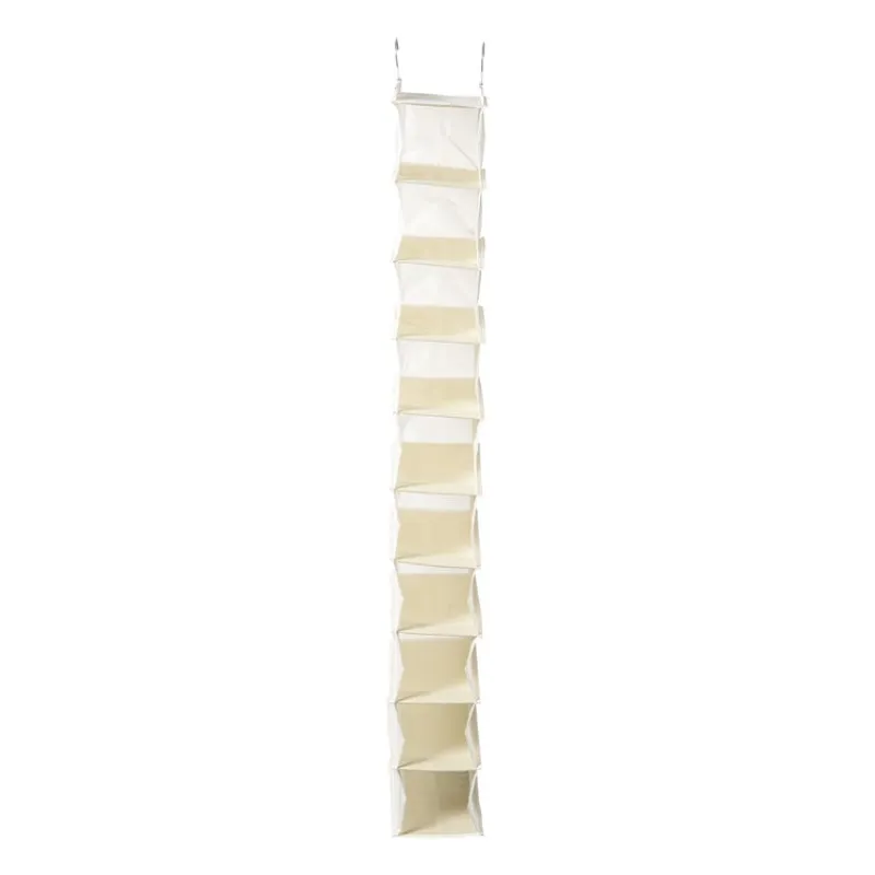 Xenos Schoenenrek|Opbergsystemen-Hang organiser met 10 vakken - wit - 125x15x30 cm