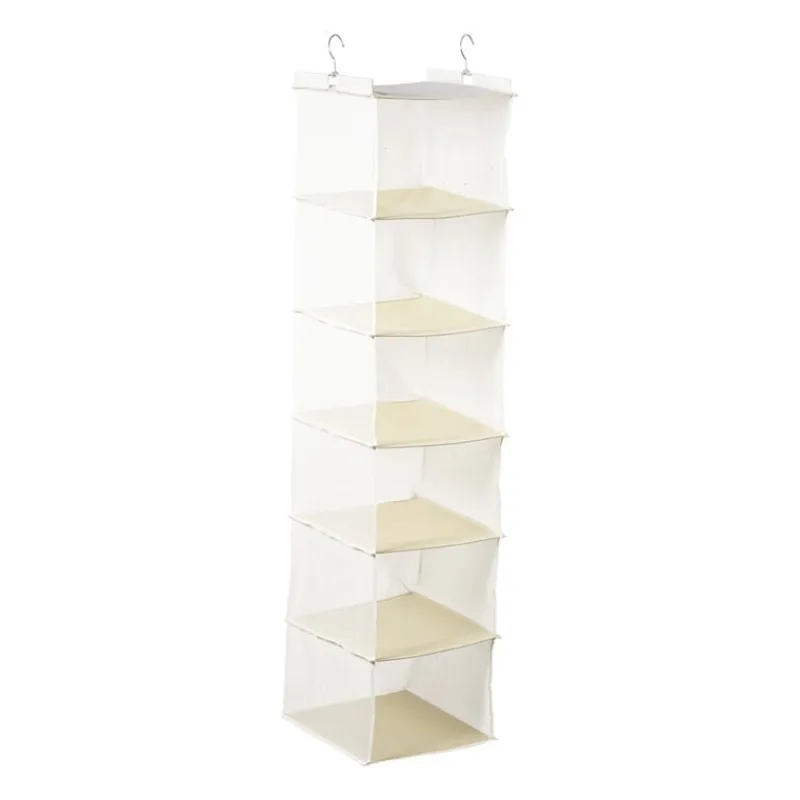 Xenos Opbergsystemen|Schoenenrek-Hang organiser met 6 vakken - wit - 125x30x30 cm