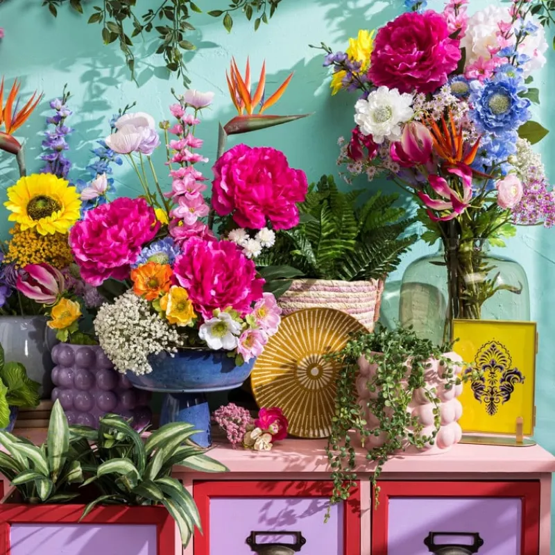 Xenos Kunstplanten-Hangplantje in potje - spits blad