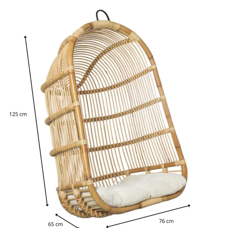 Xenos Hangstoelen-Hangstoel Aqua - naturel - 70x60x124 cm