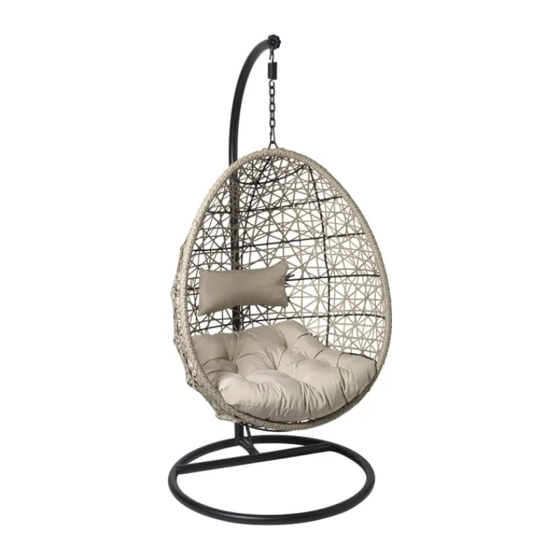 Xenos Hangstoelen-Hangstoel Hawaii met beige kussens - bruin - 196 cm