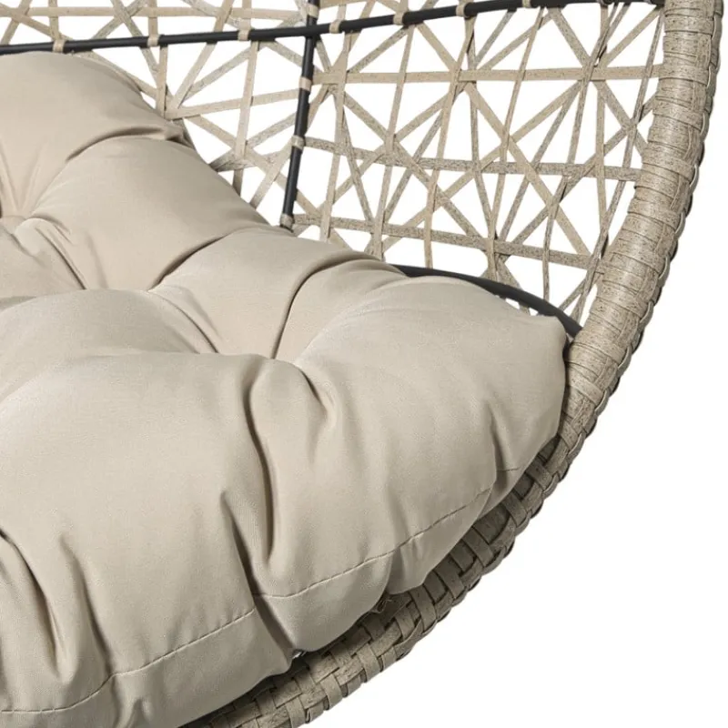 Xenos Hangstoelen-Hangstoel Hawaii met beige kussens - bruin - 196 cm