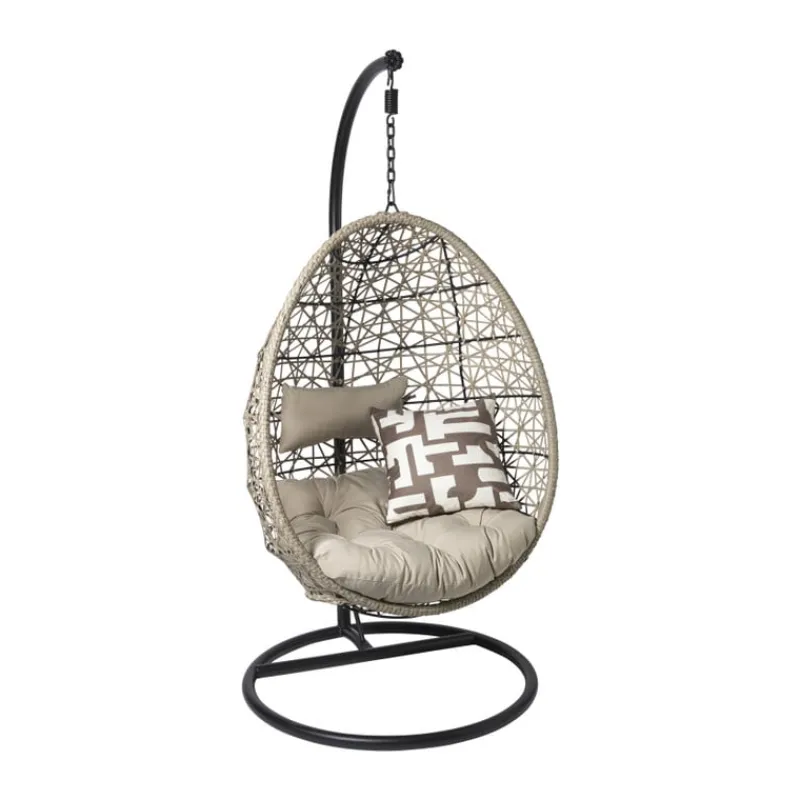 Xenos Hangstoelen-Hangstoel Hawaii met beige kussens - bruin - 196 cm