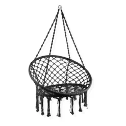 Xenos Hangstoelen-Hangstoel Knoet - zwart - ø80x100 cm
