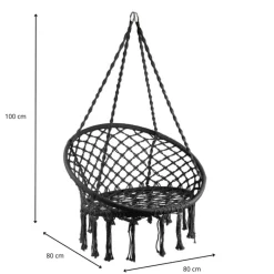 Xenos Hangstoelen-Hangstoel Knoet - zwart - ø80x100 cm