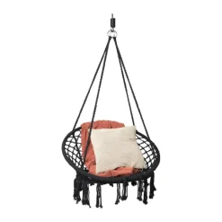 Xenos Hangstoelen-Hangstoel Knoet - zwart - ø80x100 cm