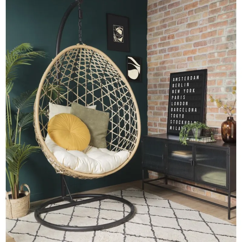 Xenos Hangstoelen-Hangstoel swing met standaard - naturel - ø104x200 cm