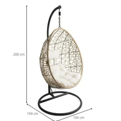 Xenos Hangstoelen-Hangstoel swing met standaard - naturel - ø104x200 cm