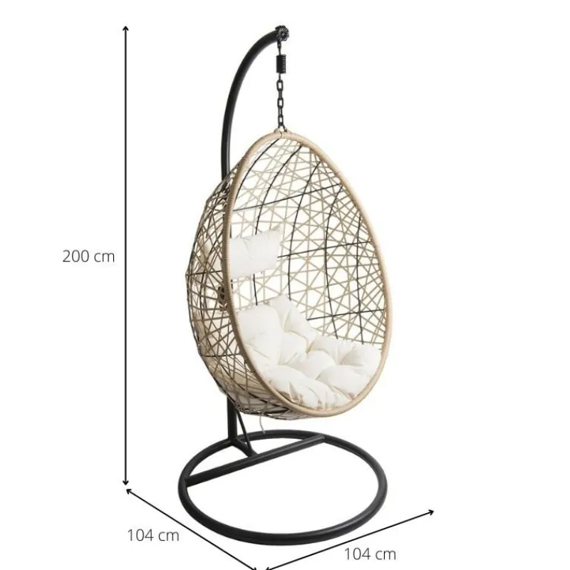 Xenos Hangstoelen-Hangstoel swing met standaard - naturel - ø104x200 cm