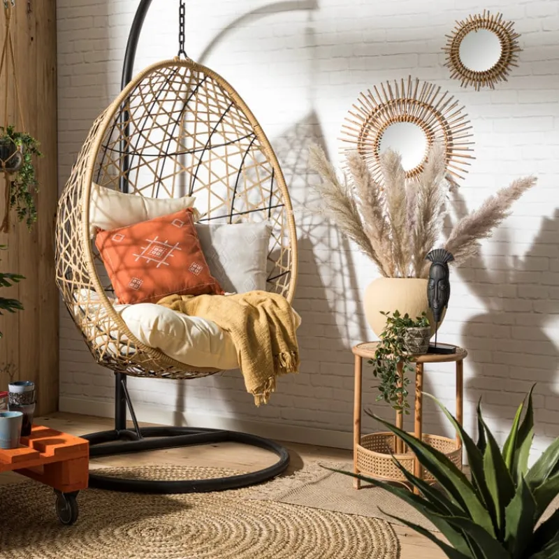 Xenos Hangstoelen-Hangstoel swing met standaard - naturel - ø104x200 cm