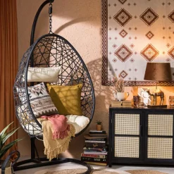 Xenos Hangstoelen-Hangstoel swing met standaard - zwart - ø104x200 cm