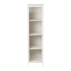 Xenos Kast Met Deuren-Hoge kast Luca met geribbeld glazen deurtje - offwhite - 160x42x40 cm