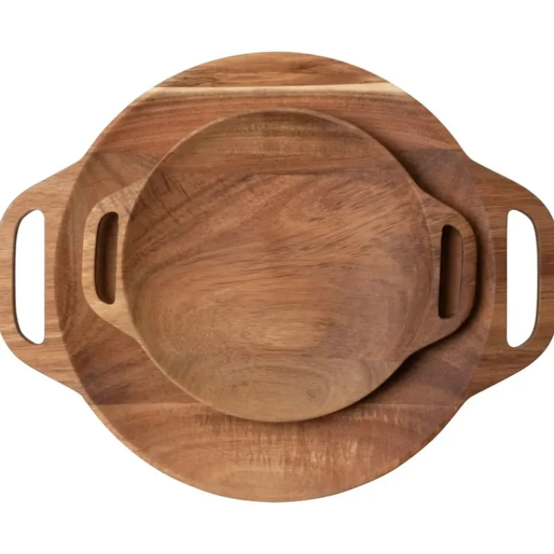 Hugo Kennis Borrelplanken|Kerst Bakken-borrelplank groot - bruin - ø26 cm