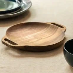 Hugo Kennis Borrelplanken|Kerst Bakken-borrelplank groot - bruin - ø26 cm