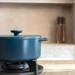 Hugo Kennis Pannen-braadpan met deksel - gietijzer - blauw/zwart - ø24 cm