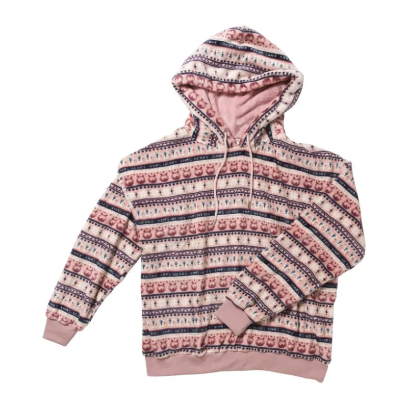 Xenos Winterartikelen-Huispak kerst - roze - maat L/XL