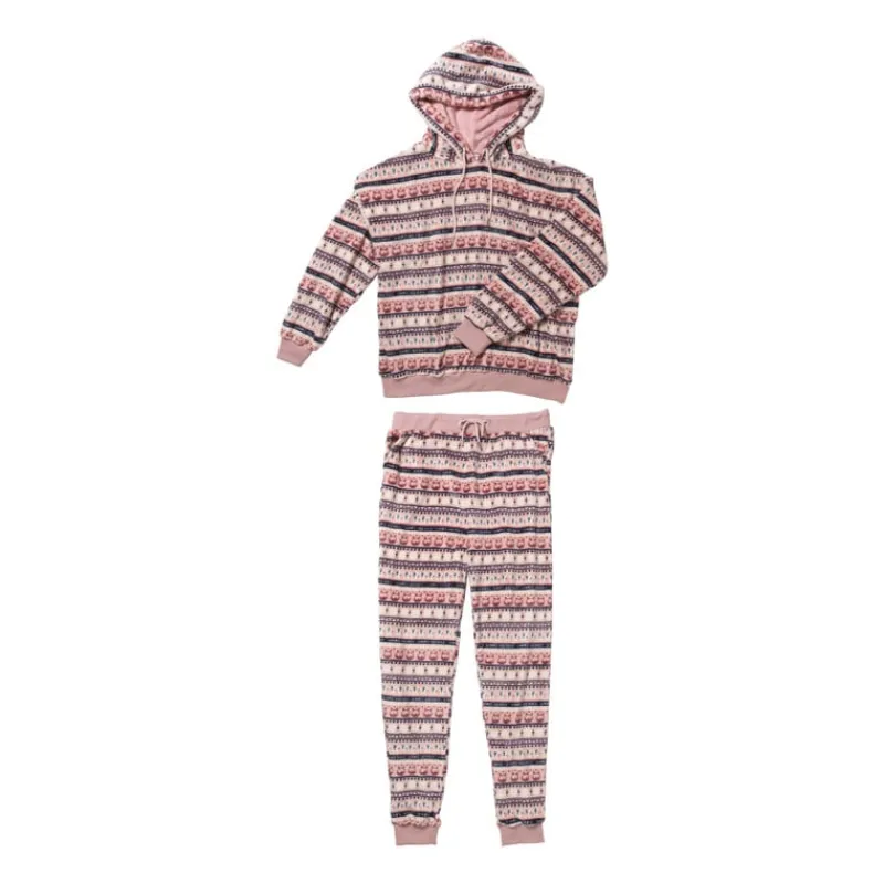 Xenos Winterartikelen-Huispak kerst - roze - maat S/M