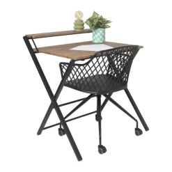 Xenos Bureaus-Inklapbaar bureau Leon - bruin/zwart - 84.5x81.5x70 cm
