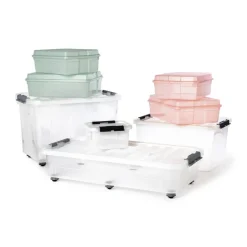 Xenos Opbergboxen-Iris clearbox - 13 liter - roze