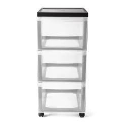 Iris Opbergsystemen-ladesysteem met wieltjes - 3 lades - zwart - 61x39x29 cm