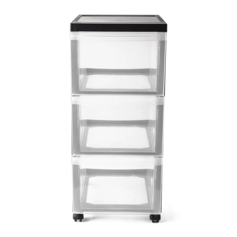 Iris Opbergsystemen-ladesysteem met wieltjes - 3 lades - zwart - 61x39x29 cm