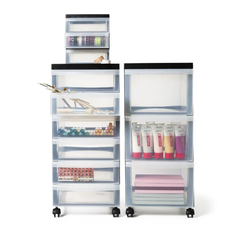 Iris Opbergsystemen-ladesysteem met wieltjes - 3 lades - zwart - 61x39x29 cm