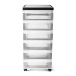 Iris Opbergsystemen-ladesysteem met wieltjes - 6 lades - zwart - 62x40x29 cm