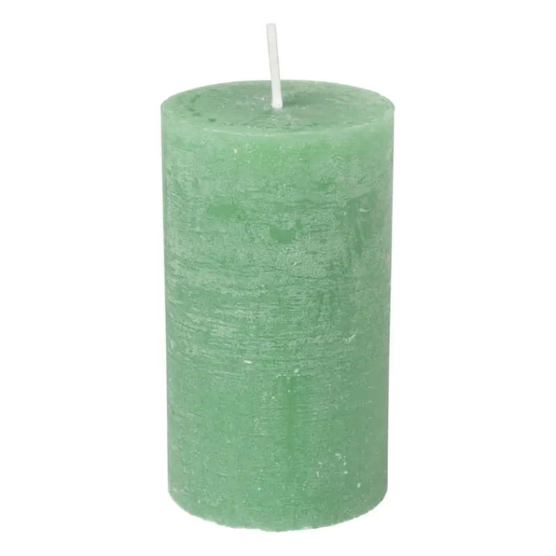 Xenos Stompkaarsen-Kaars rustiek - appel groen - ø7x12 cm