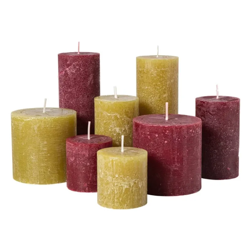 Xenos Stompkaarsen-Kaars rustiek - bordeauxrood - ø7x12 cm
