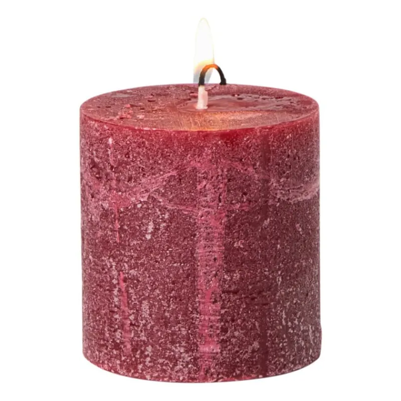Xenos Stompkaarsen-Kaars rustiek - bordeauxrood - ø7x7 cm