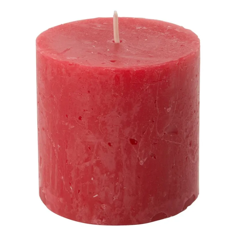 Xenos Stompkaarsen-Kaars rustiek - rood - ø7x7 cm