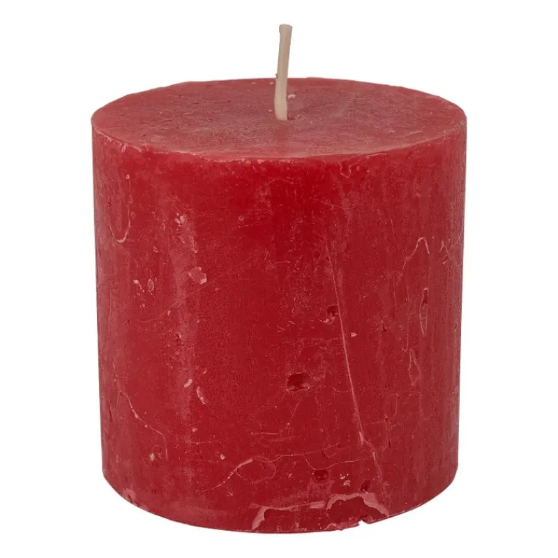 Xenos Stompkaarsen-Kaars rustiek - rood - ø7x7 cm