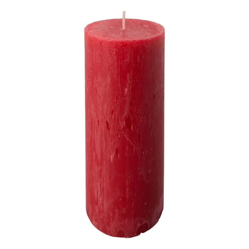 Xenos Stompkaarsen-Kaars rustiek - rood - ø7x18 cm